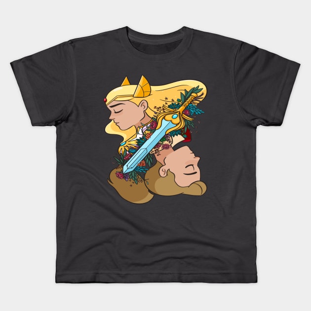 Princess of Power Kids T-Shirt by jfeldmanart